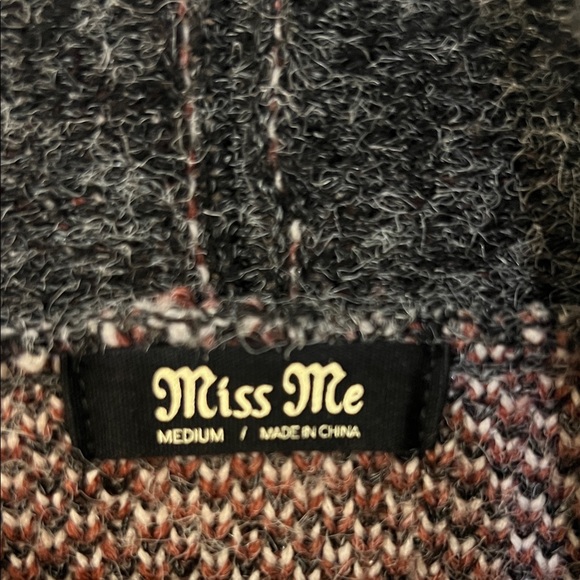 Miss Me Western Aztec Fringe Cardigan Medium Boho Cowgirl Open Front Sweater - Picture 2 of 3